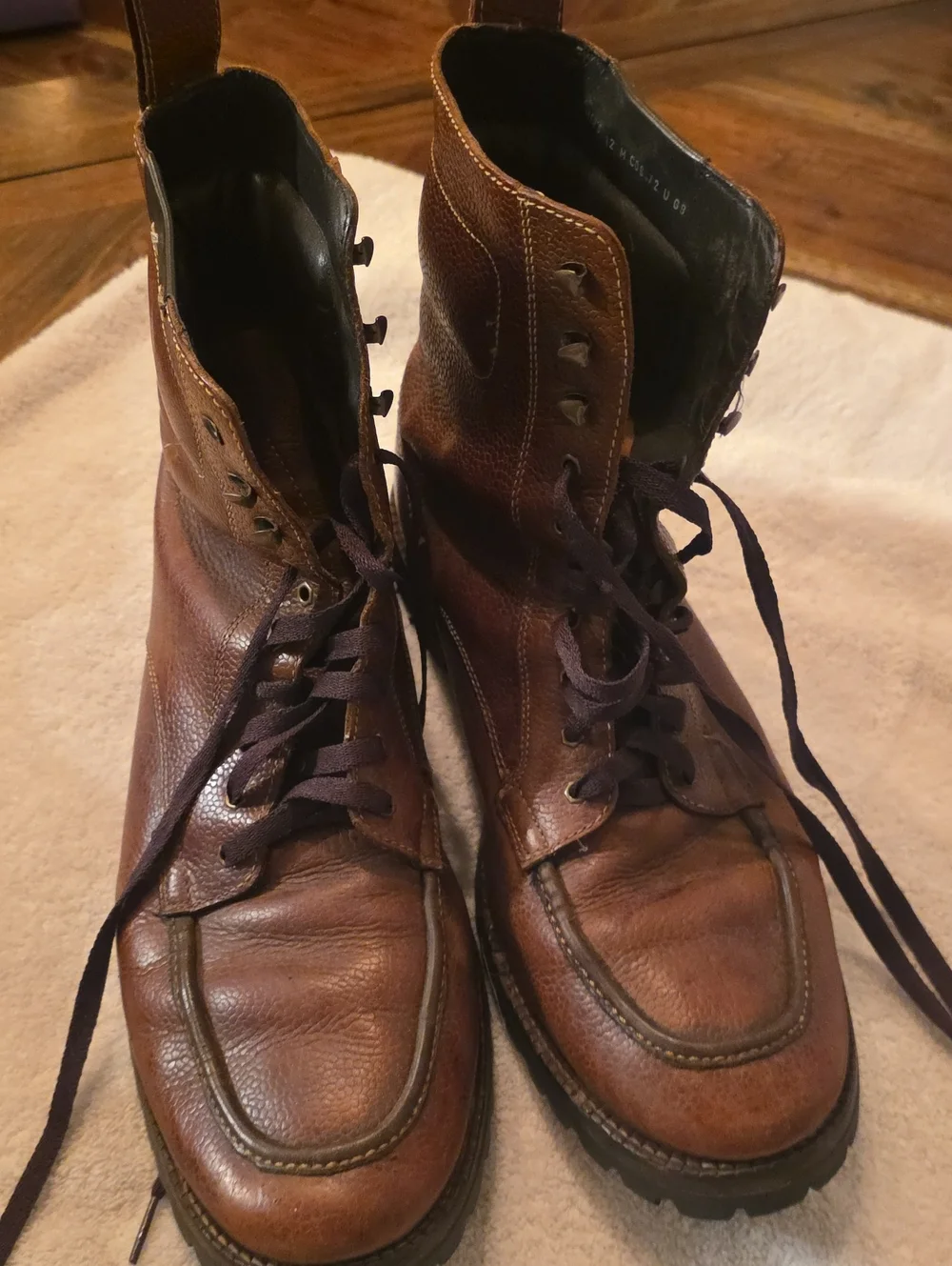 Cole Haan Brown Leather Lace-Up Moc Toe Boots